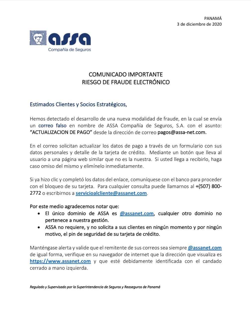 APADEA - Riesgo de fraude electrónico.