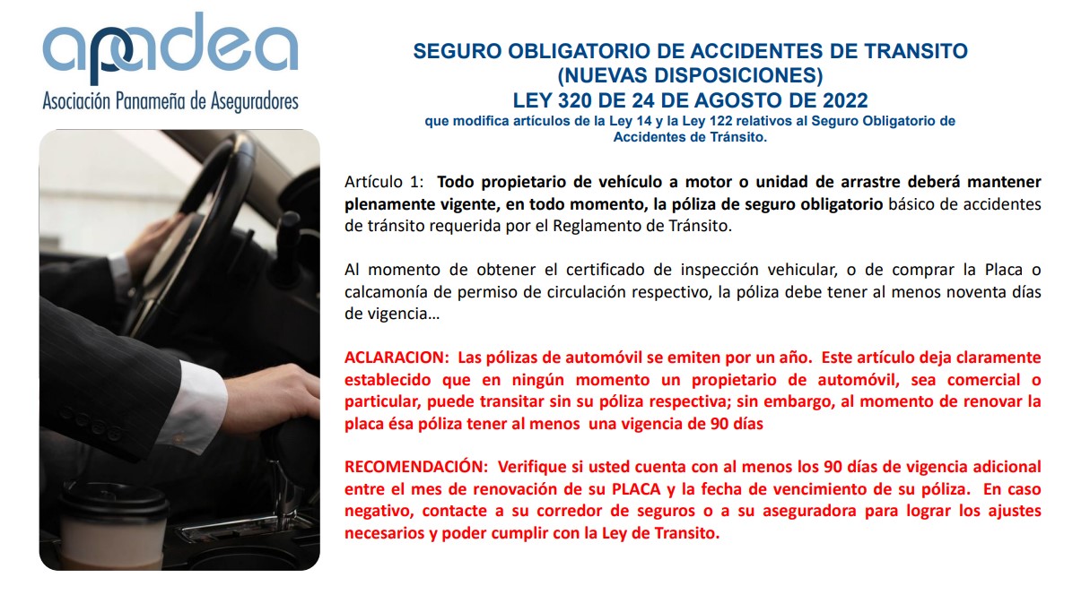 Seguro Obligatorio de Accidentes de Tránsito (Nuevas Disposiciones) 
